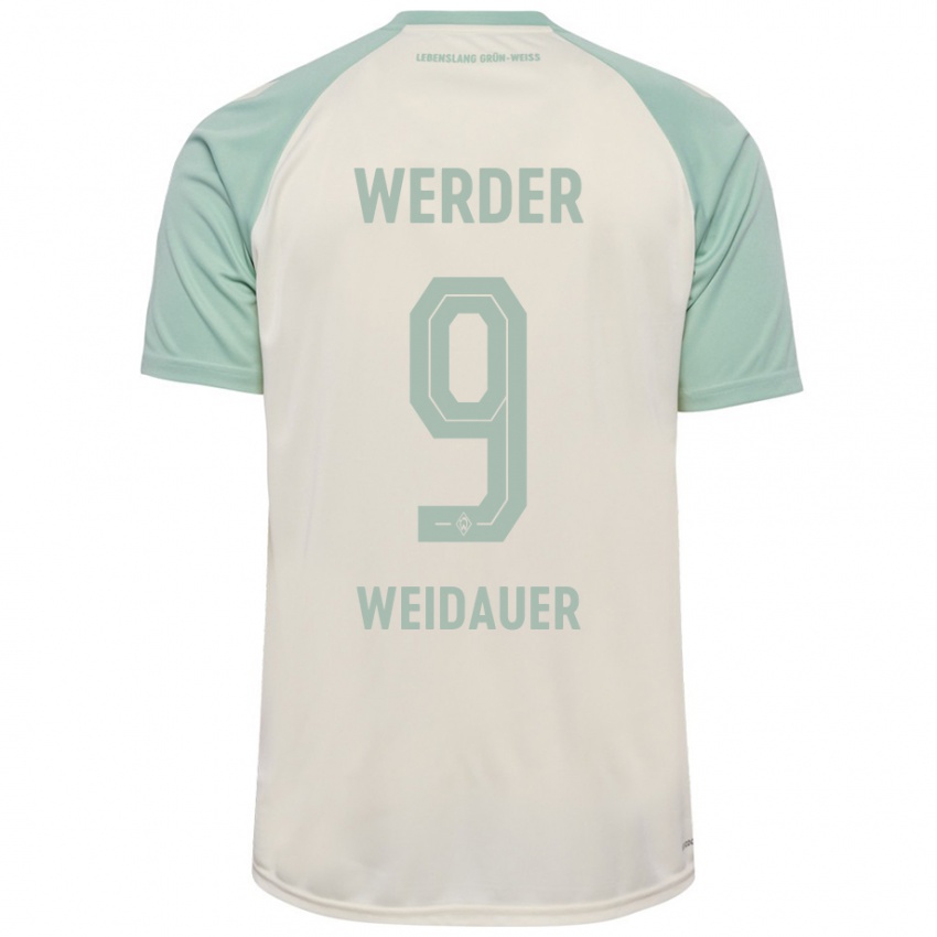 Niño Camiseta Sophie Weidauer #9 Blanquecino Verde Claro 2ª Equipación 2024/25 La Camisa Chile