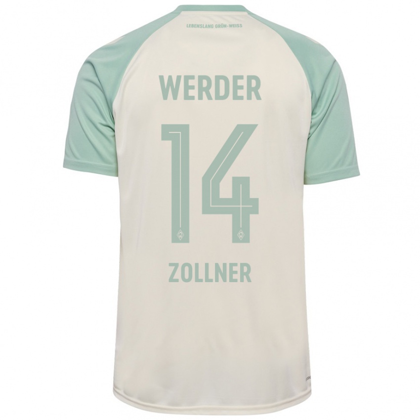 Niño Camiseta Adrian Zollner #14 Blanquecino Verde Claro 2ª Equipación 2024/25 La Camisa Chile