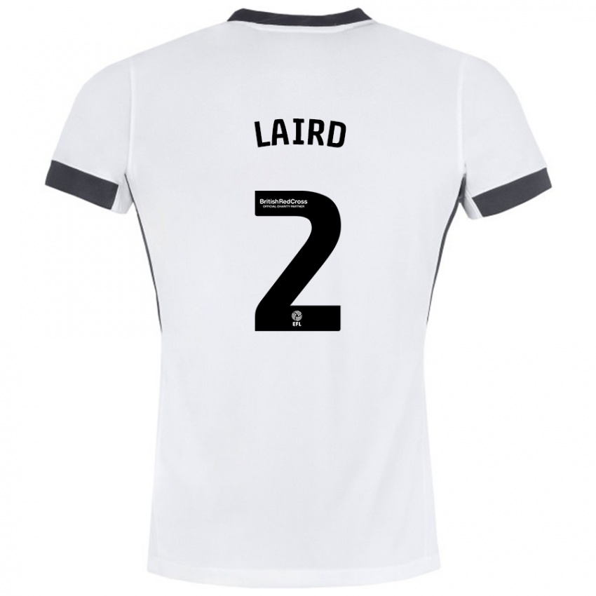 Niño Camiseta Ethan Laird #2 Blanco Negro 2ª Equipación 2024/25 La Camisa Chile