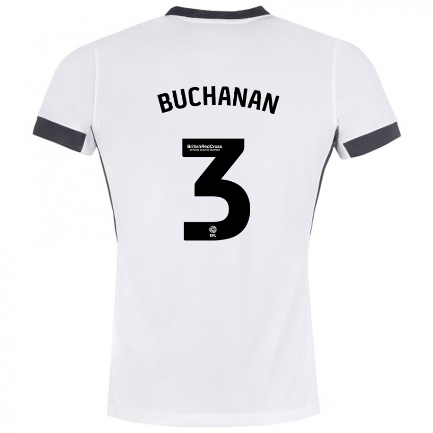 Niño Camiseta Lee Buchanan #3 Blanco Negro 2ª Equipación 2024/25 La Camisa Chile