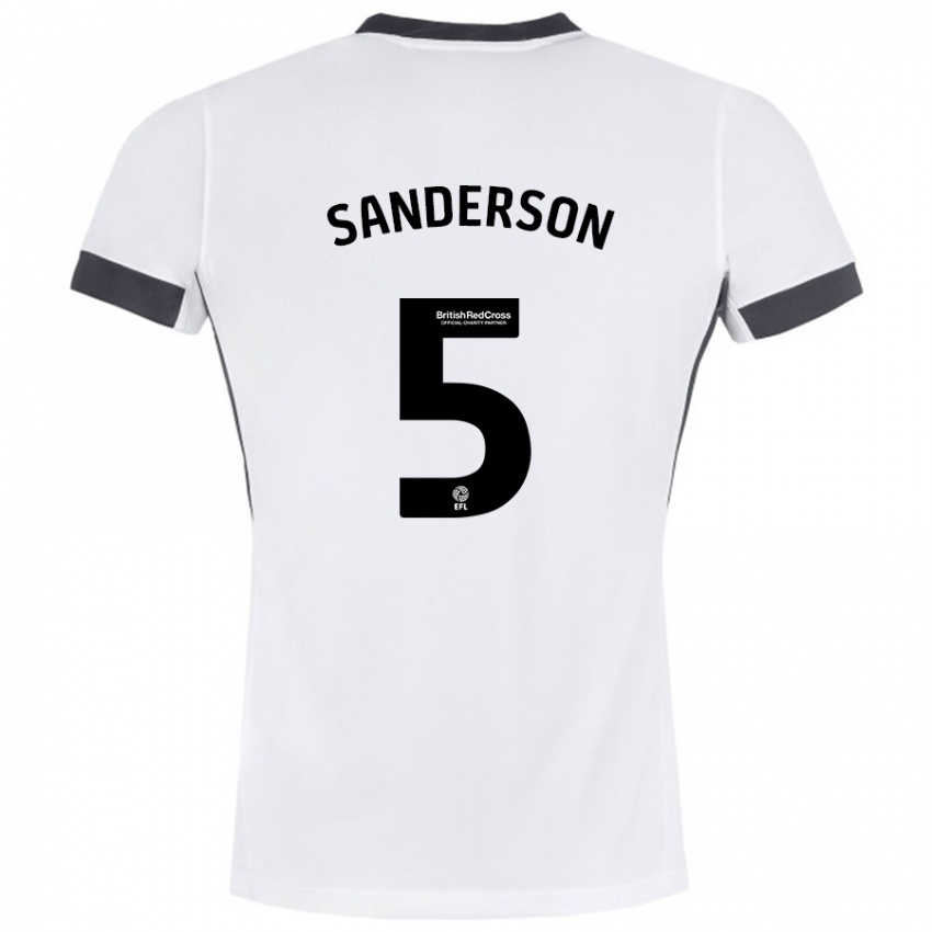 Niño Camiseta Dion Sanderson #5 Blanco Negro 2ª Equipación 2024/25 La Camisa Chile