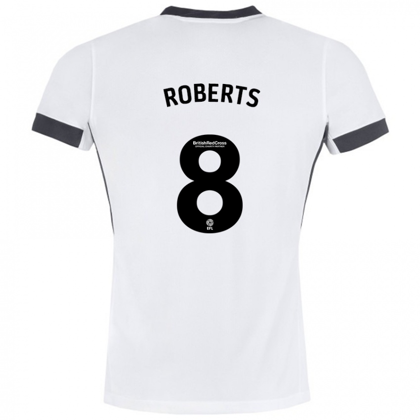 Niño Camiseta Tyler Roberts #8 Blanco Negro 2ª Equipación 2024/25 La Camisa Chile