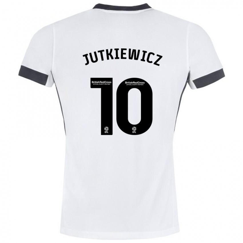 Niño Camiseta Lukas Jutkiewicz #10 Blanco Negro 2ª Equipación 2024/25 La Camisa Chile