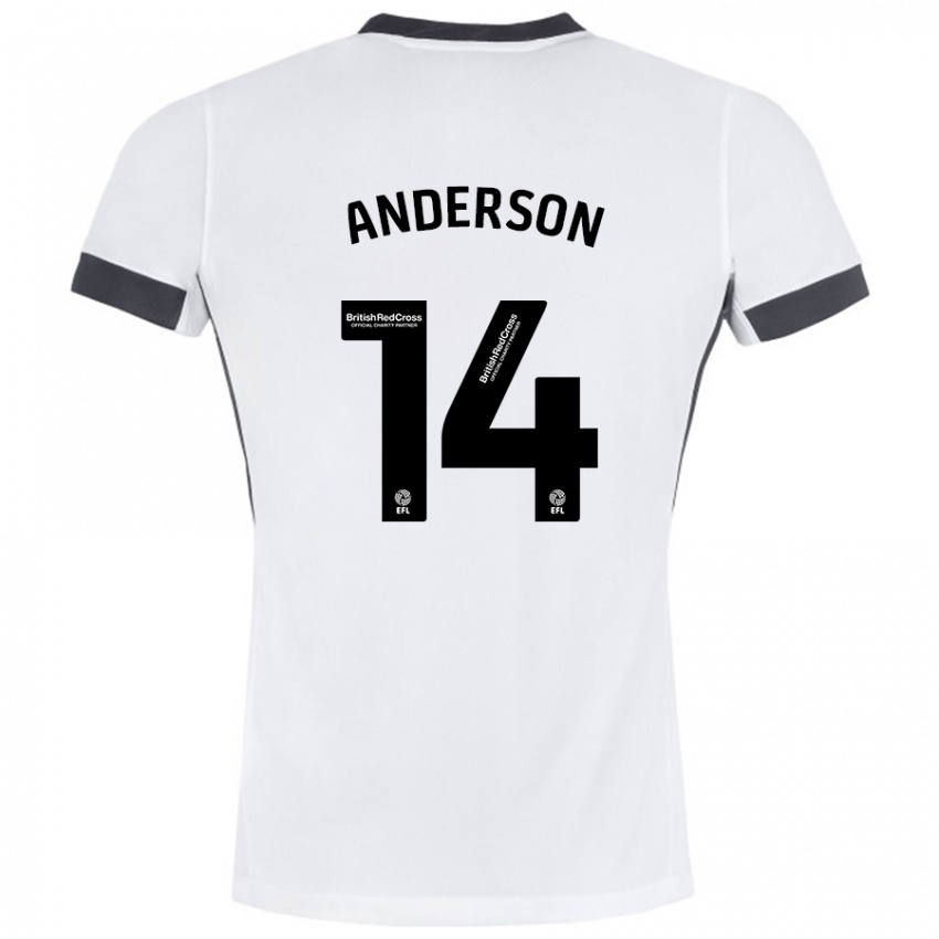 Niño Camiseta Keshi Anderson #14 Blanco Negro 2ª Equipación 2024/25 La Camisa Chile