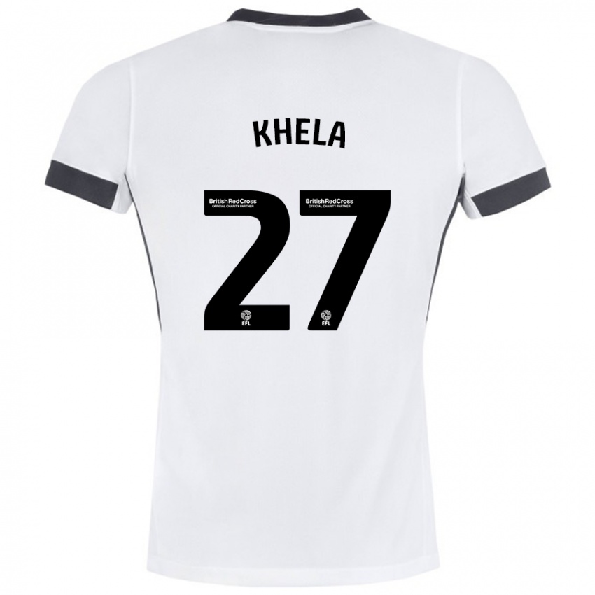 Niño Camiseta Brandon Khela #27 Blanco Negro 2ª Equipación 2024/25 La Camisa Chile