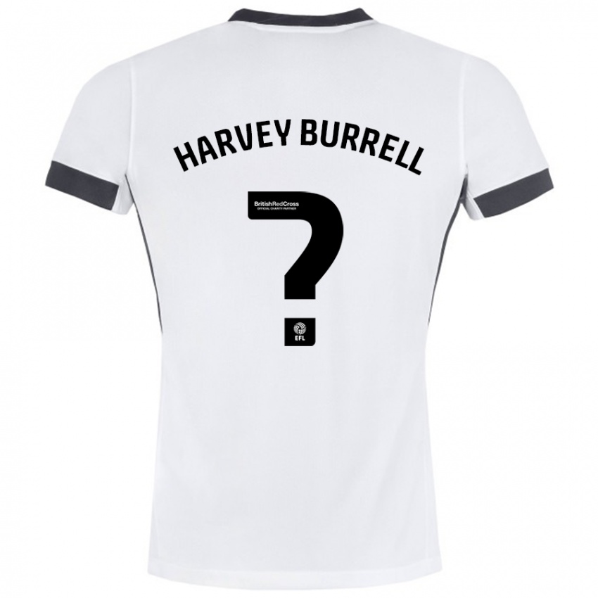 Niño Camiseta William Harvey Burrell #0 Blanco Negro 2ª Equipación 2024/25 La Camisa Chile