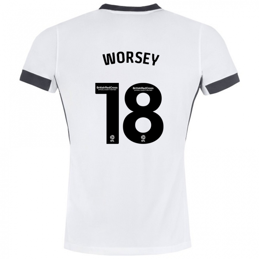 Niño Camiseta Louanne Worsey #18 Blanco Negro 2ª Equipación 2024/25 La Camisa Chile