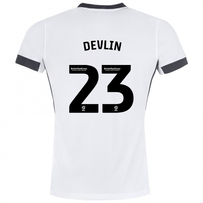 Niño Camiseta Charlotte Devlin #23 Blanco Negro 2ª Equipación 2024/25 La Camisa Chile