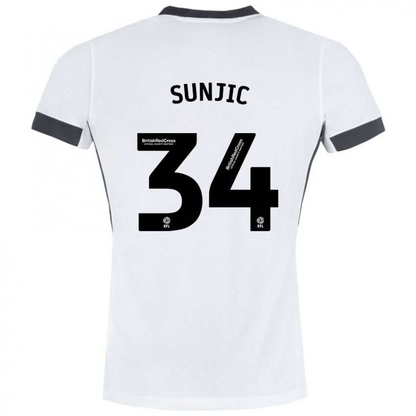 Niño Camiseta Ivan Sunjic #34 Blanco Negro 2ª Equipación 2024/25 La Camisa Chile