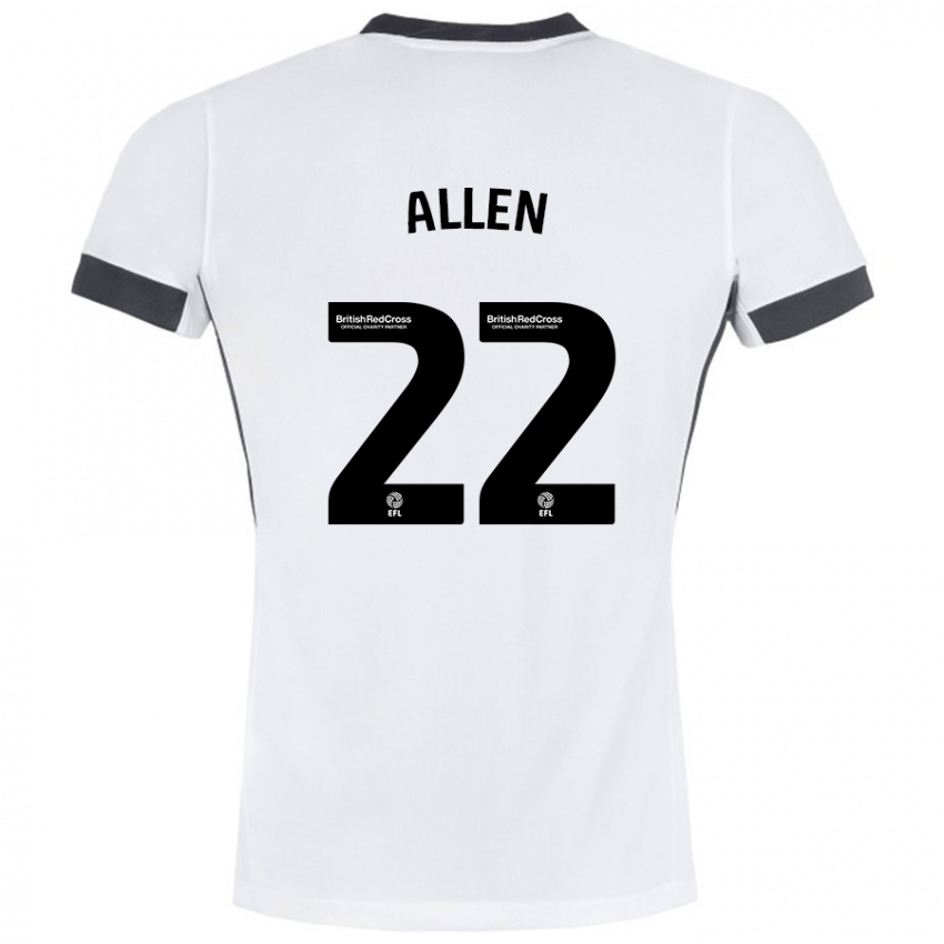 Niño Camiseta Remi Allen #22 Blanco Negro 2ª Equipación 2024/25 La Camisa Chile