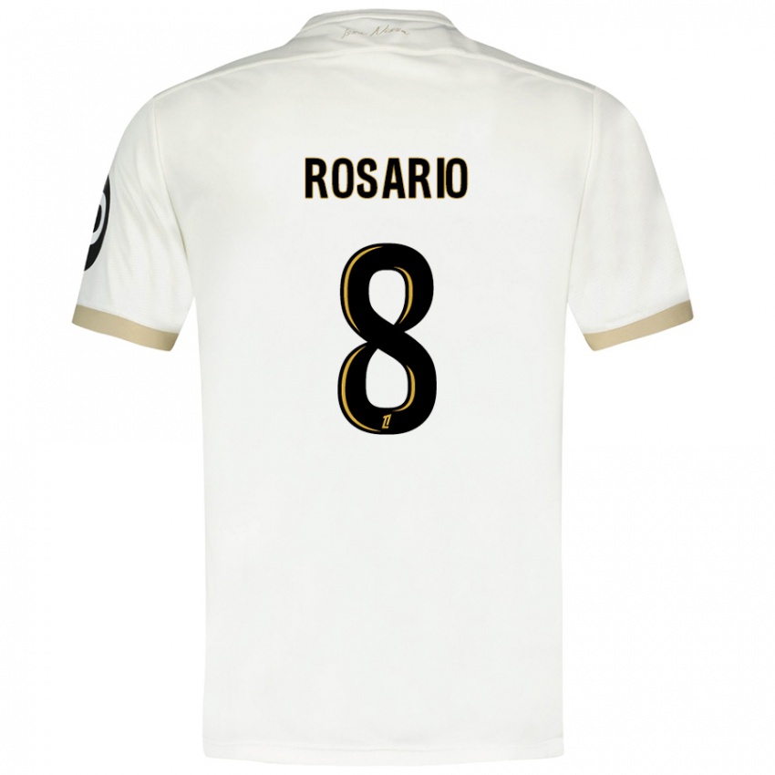 Niño Camiseta Pablo Rosario #8 Blanco Dorado 2ª Equipación 2024/25 La Camisa Chile