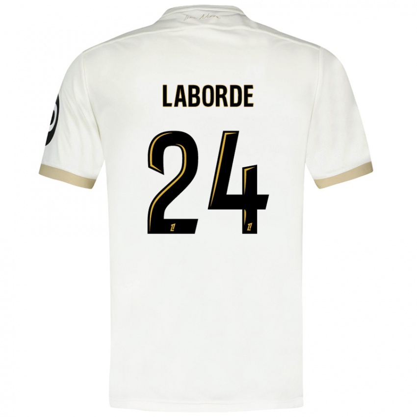 Niño Camiseta Gaëtan Laborde #24 Blanco Dorado 2ª Equipación 2024/25 La Camisa Chile