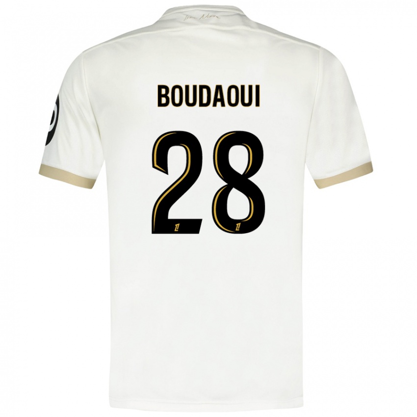 Niño Camiseta Hicham Boudaoui #28 Blanco Dorado 2ª Equipación 2024/25 La Camisa Chile