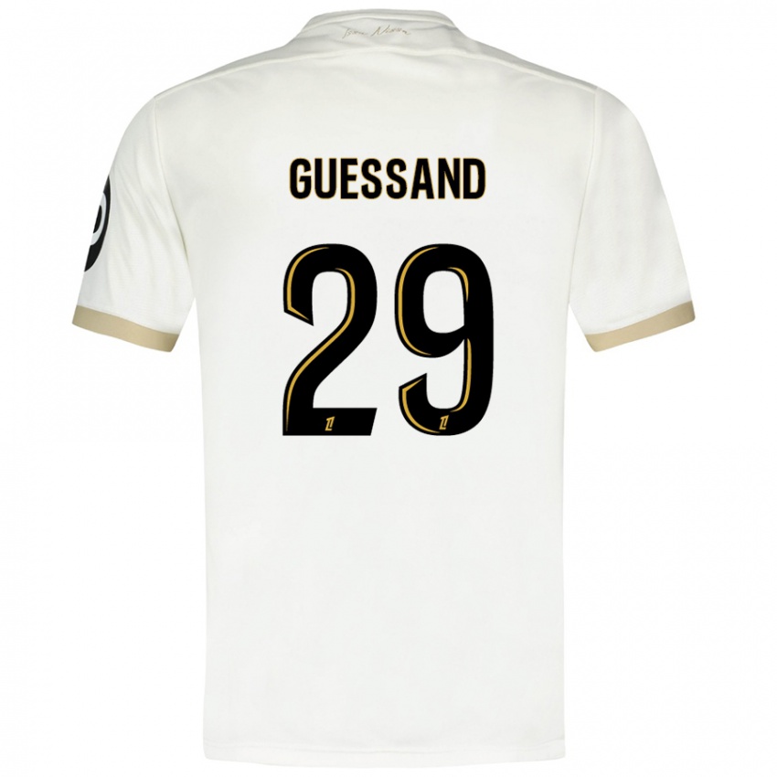 Niño Camiseta Evann Guessand #29 Blanco Dorado 2ª Equipación 2024/25 La Camisa Chile