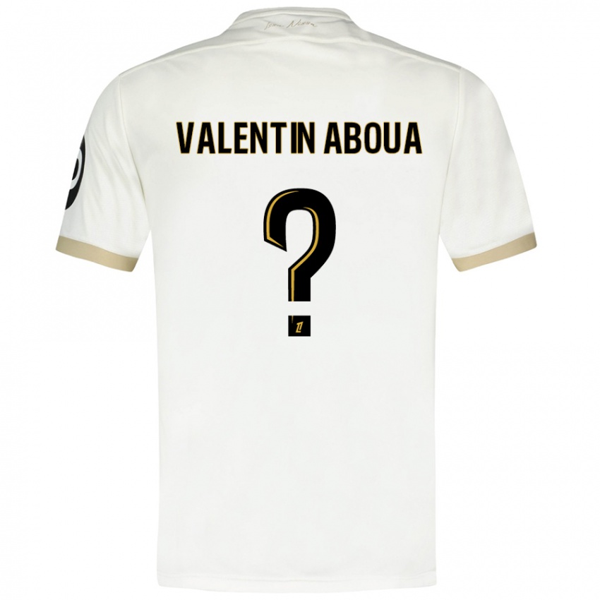 Niño Camiseta Louis Valentin Aboua #0 Blanco Dorado 2ª Equipación 2024/25 La Camisa Chile