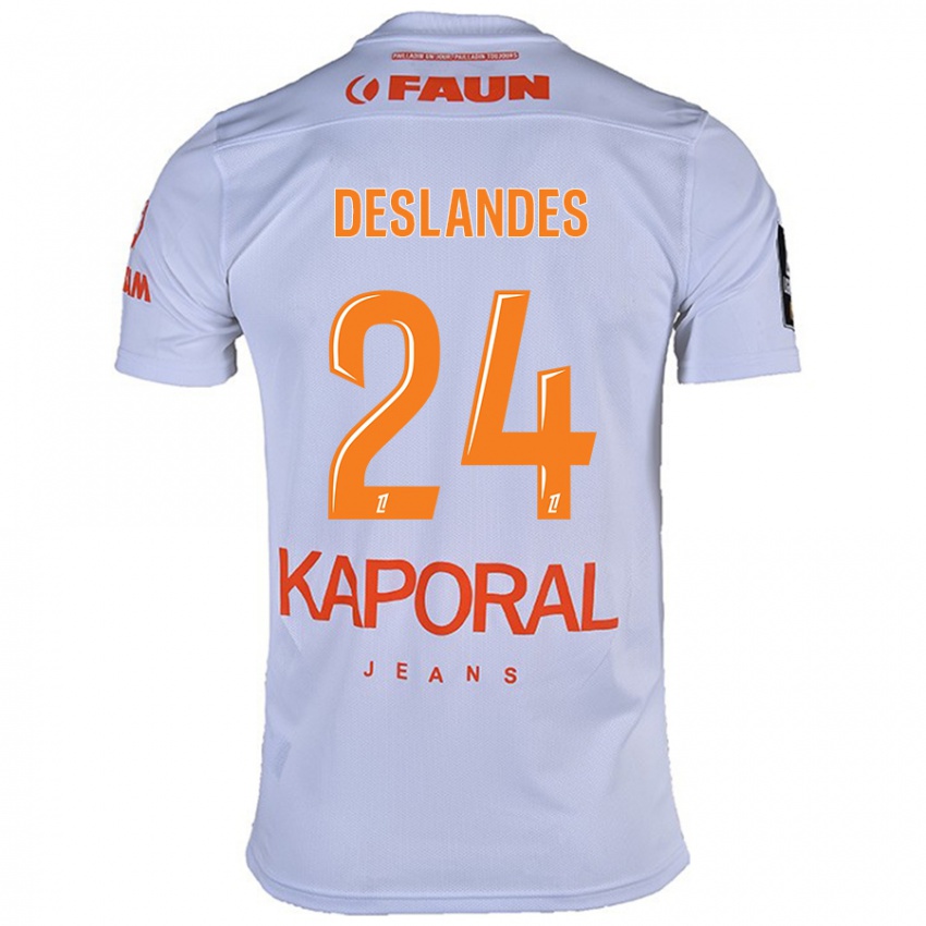 Niño Camiseta Océane Deslandes #24 Blanco 2ª Equipación 2024/25 La Camisa Chile