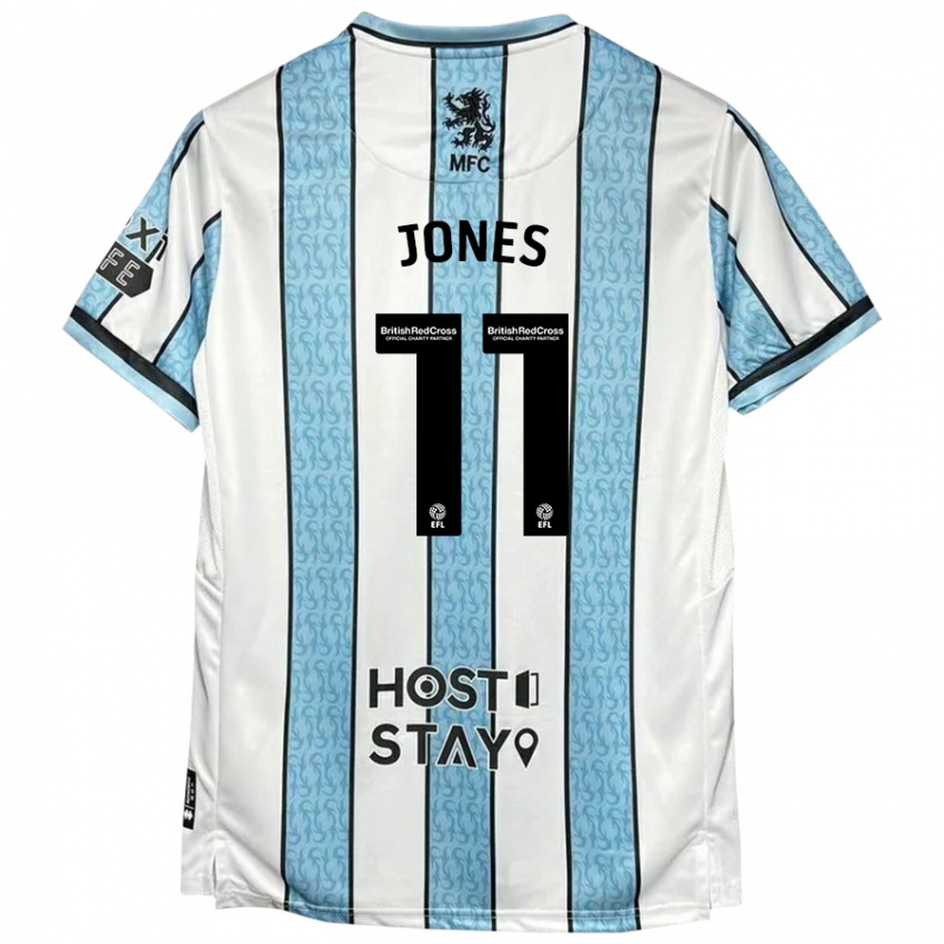 Niño Camiseta Isaiah Jones #11 Blanco Azul 2ª Equipación 2024/25 La Camisa Chile