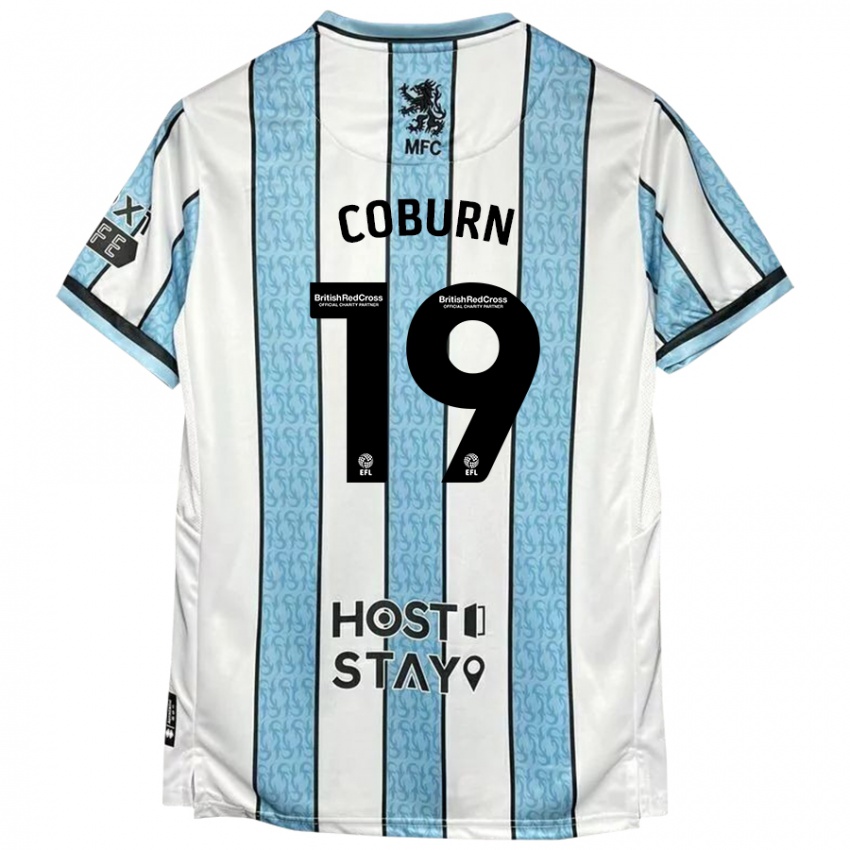 Niño Camiseta Josh Coburn #19 Blanco Azul 2ª Equipación 2024/25 La Camisa Chile