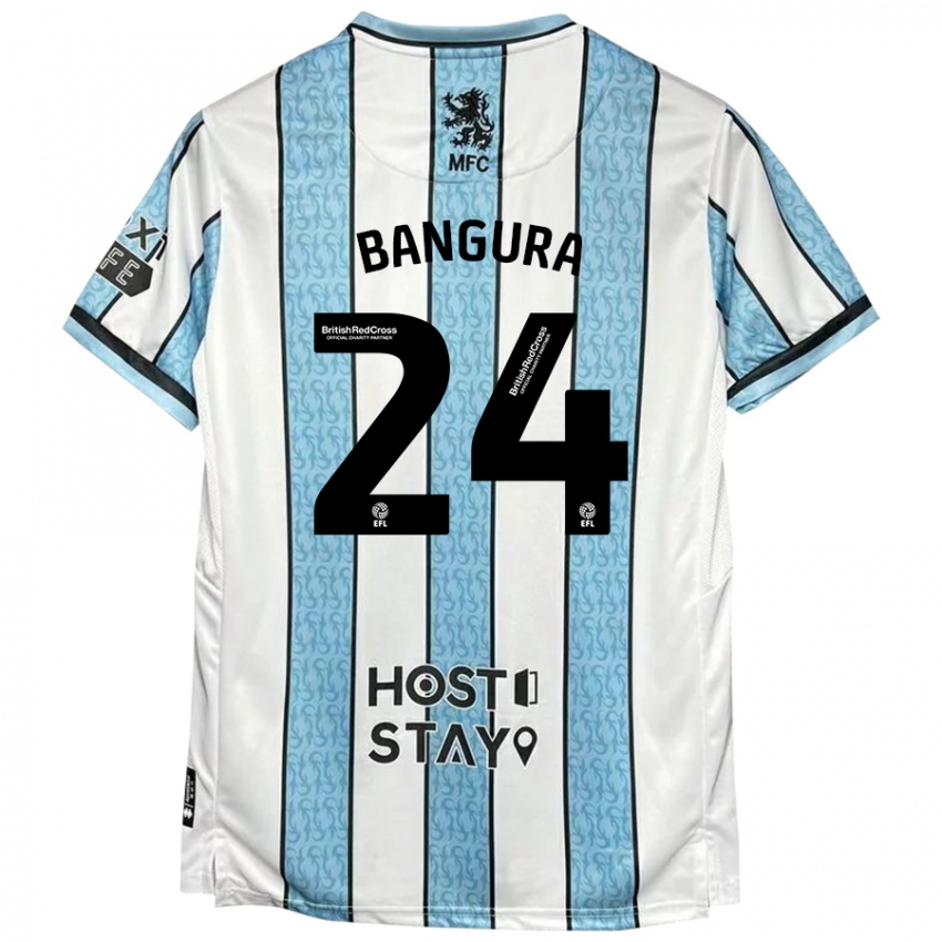 Niño Camiseta Alex Bangura #24 Blanco Azul 2ª Equipación 2024/25 La Camisa Chile