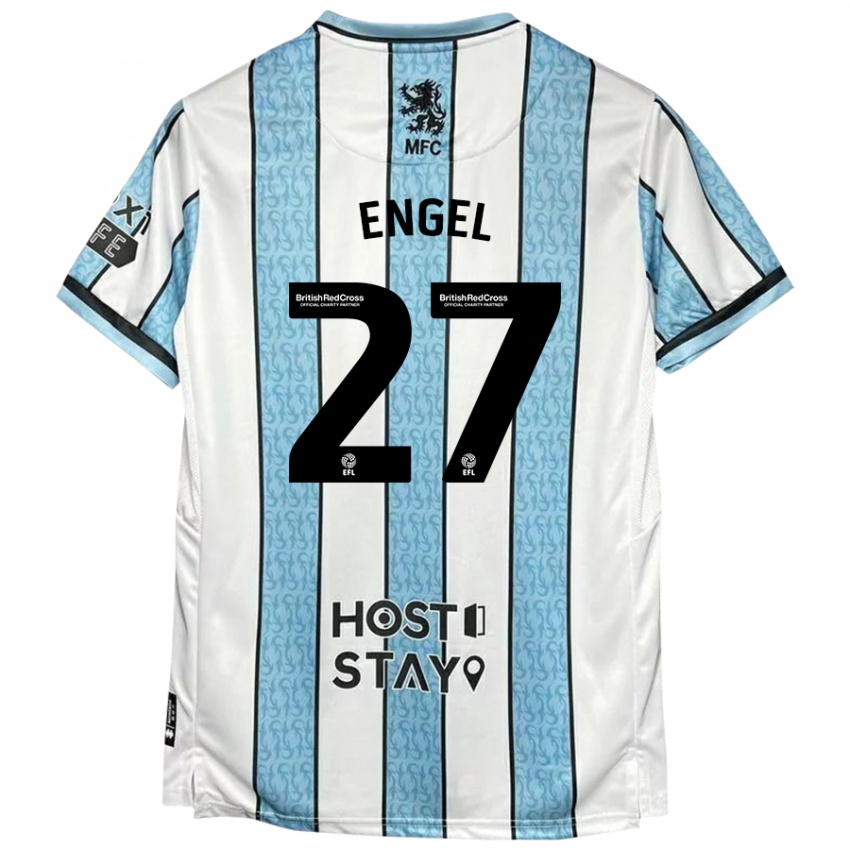 Niño Camiseta Lukas Engel #27 Blanco Azul 2ª Equipación 2024/25 La Camisa Chile