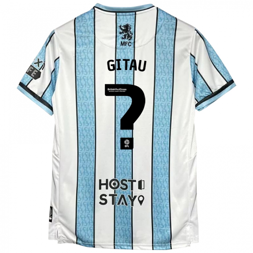 Niño Camiseta George Gitau #0 Blanco Azul 2ª Equipación 2024/25 La Camisa Chile