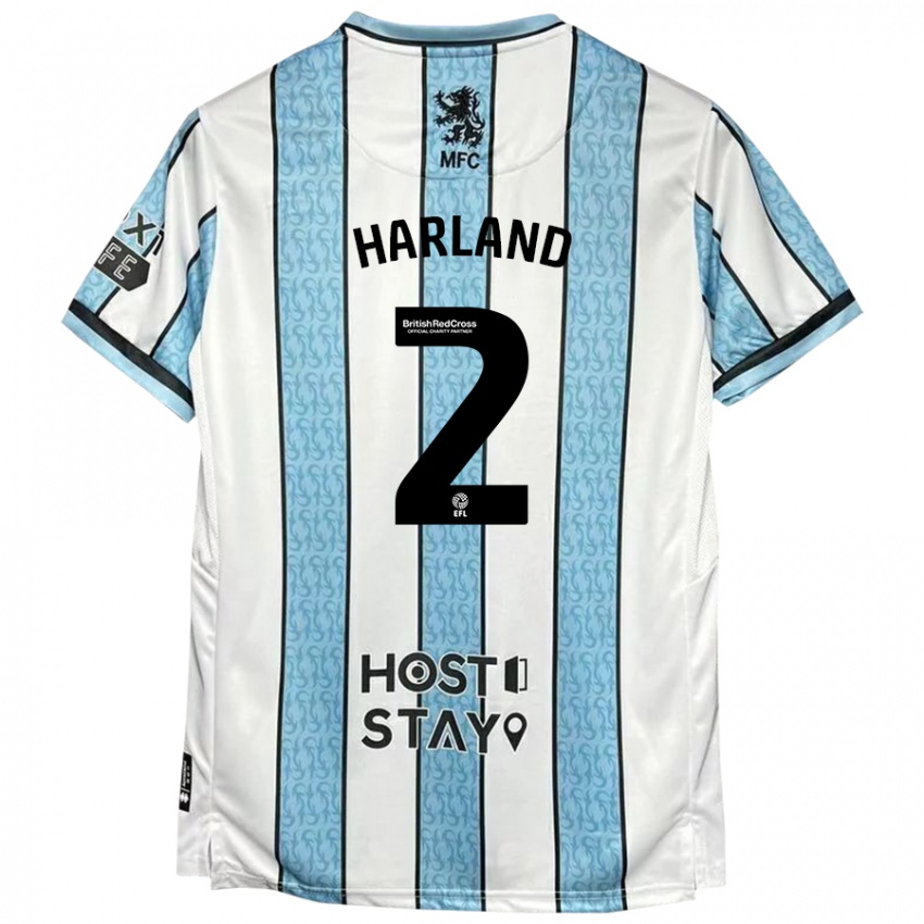 Niño Camiseta Jane Harland #2 Blanco Azul 2ª Equipación 2024/25 La Camisa Chile