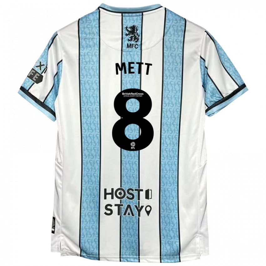 Niño Camiseta Jessica Mett #8 Blanco Azul 2ª Equipación 2024/25 La Camisa Chile