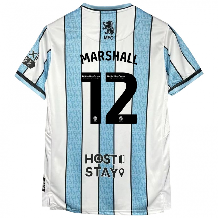 Niño Camiseta Eve Marshall #12 Blanco Azul 2ª Equipación 2024/25 La Camisa Chile