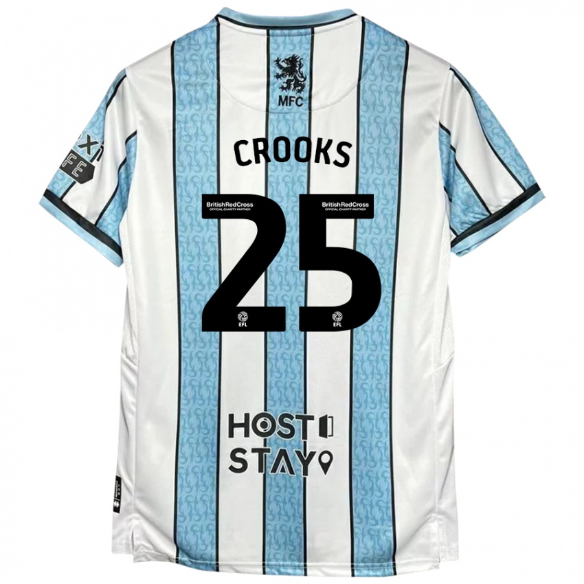 Niño Camiseta Matt Crooks #25 Blanco Azul 2ª Equipación 2024/25 La Camisa Chile