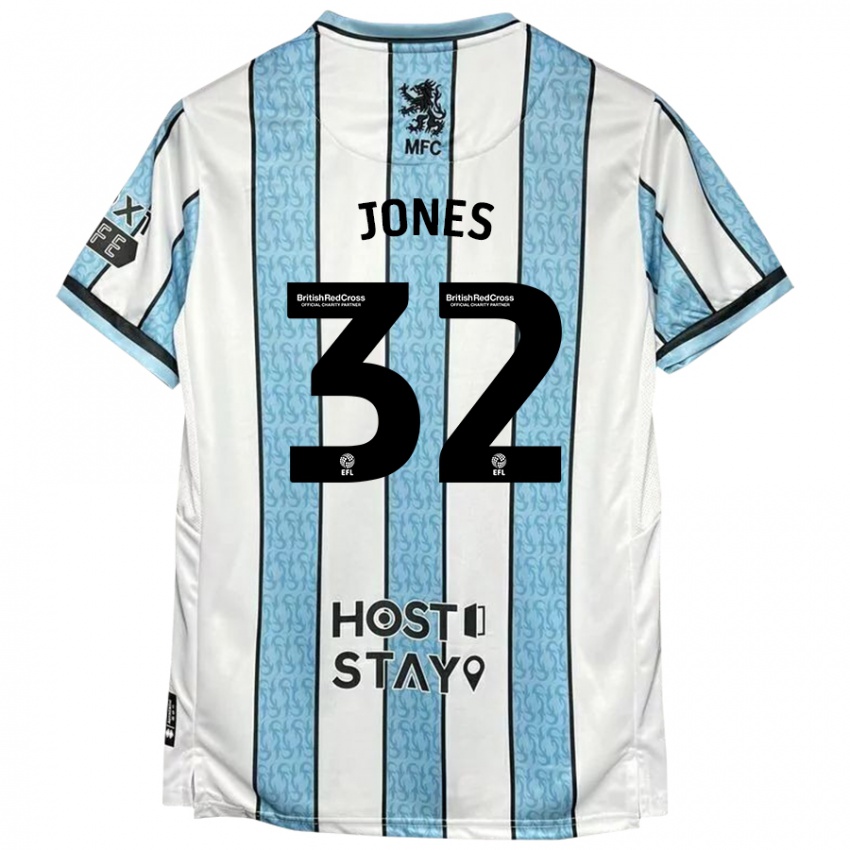 Niño Camiseta Jamie Jones #32 Blanco Azul 2ª Equipación 2024/25 La Camisa Chile