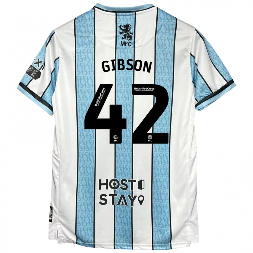 Niño Camiseta Joseph Gibson #42 Blanco Azul 2ª Equipación 2024/25 La Camisa Chile