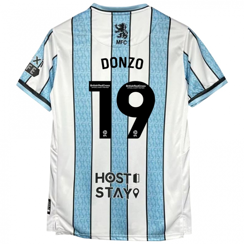 Niño Camiseta Jolie Donzo #19 Blanco Azul 2ª Equipación 2024/25 La Camisa Chile