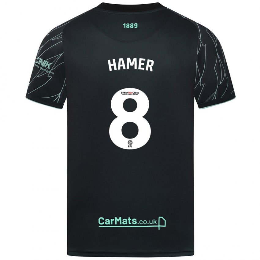 Niño Camiseta Gustavo Hamer #8 Negro Verde 2ª Equipación 2024/25 La Camisa Chile