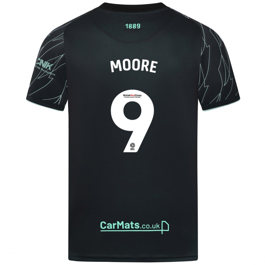 Niño Camiseta Kieffer Moore #9 Negro Verde 2ª Equipación 2024/25 La Camisa Chile