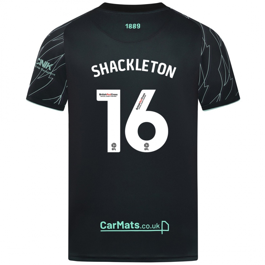 Niño Camiseta Jamie Shackleton #16 Negro Verde 2ª Equipación 2024/25 La Camisa Chile