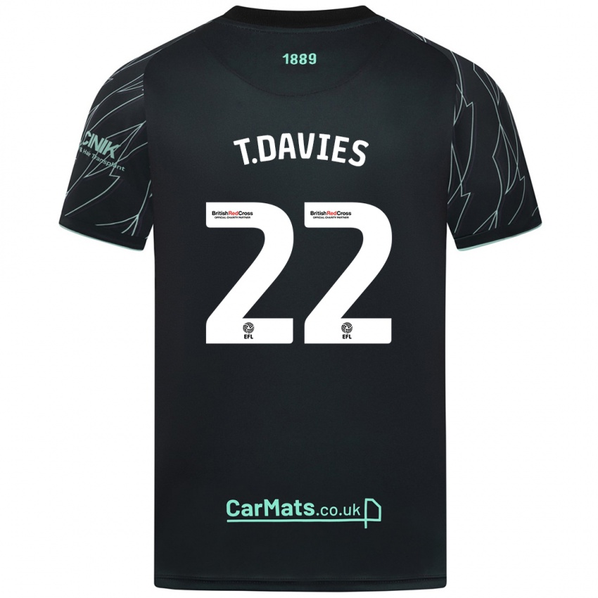 Niño Camiseta Tom Davies #22 Negro Verde 2ª Equipación 2024/25 La Camisa Chile