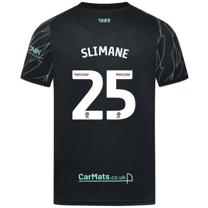 Niño Camiseta Anis Slimane #25 Negro Verde 2ª Equipación 2024/25 La Camisa Chile