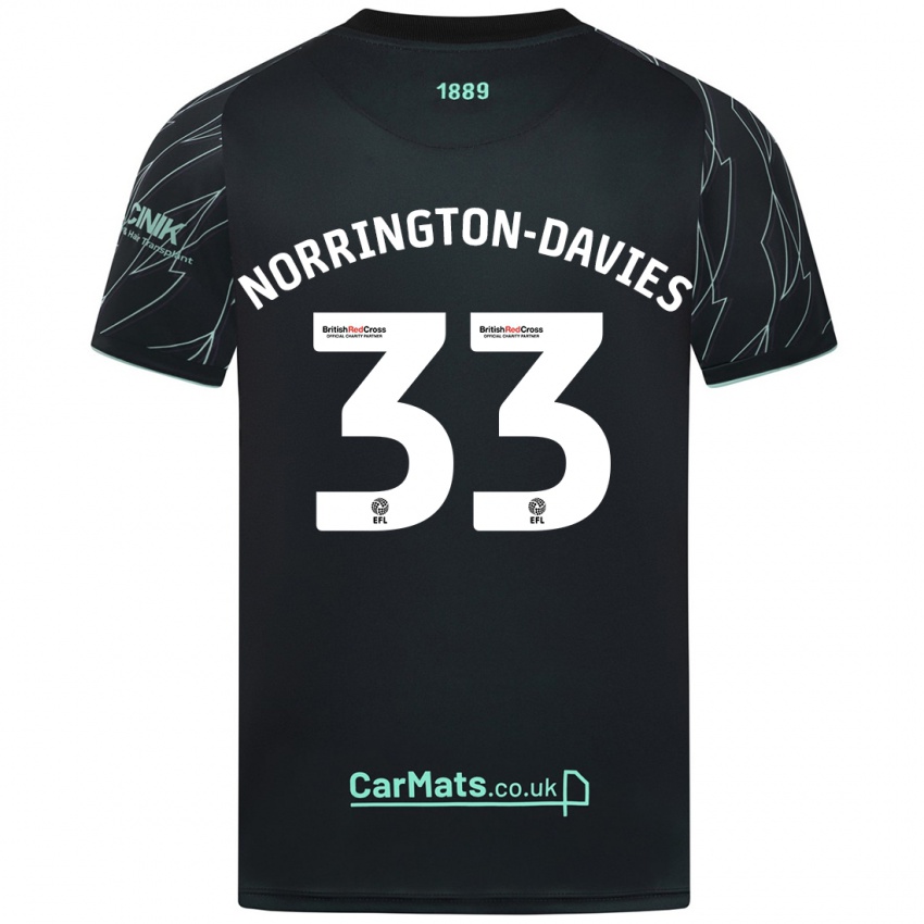 Niño Camiseta Rhys Norrington-Davies #33 Negro Verde 2ª Equipación 2024/25 La Camisa Chile