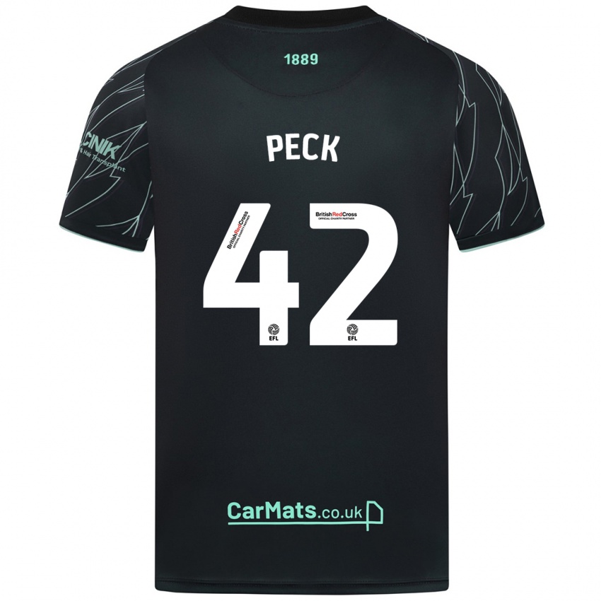 Niño Camiseta Sydie Peck #42 Negro Verde 2ª Equipación 2024/25 La Camisa Chile