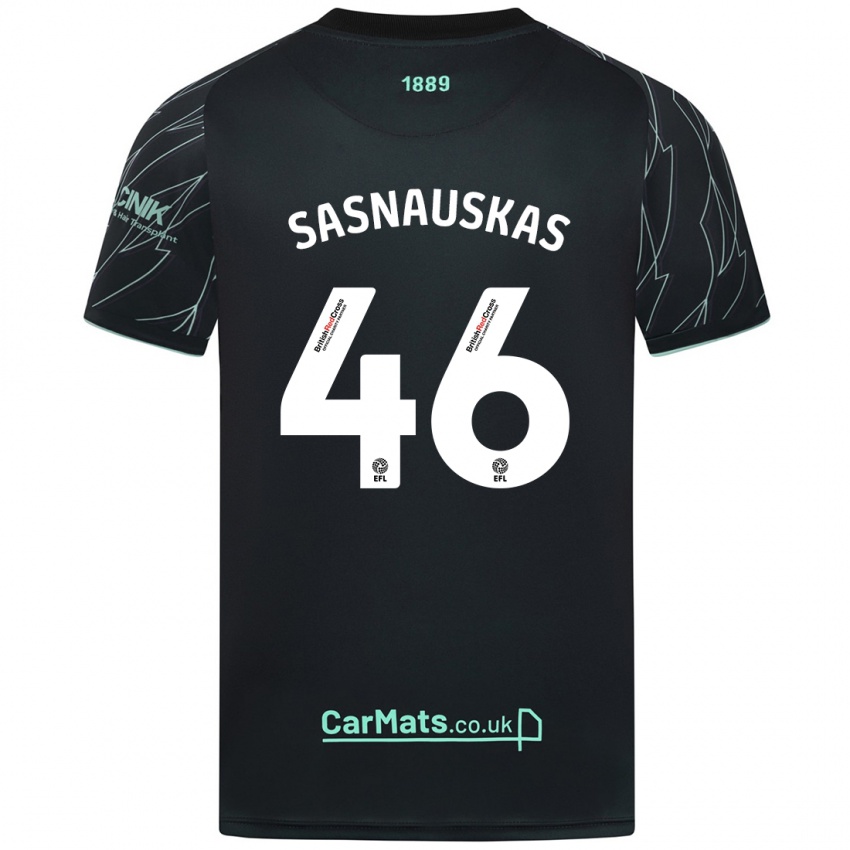 Niño Camiseta Dovydas Sasnauskas #46 Negro Verde 2ª Equipación 2024/25 La Camisa Chile