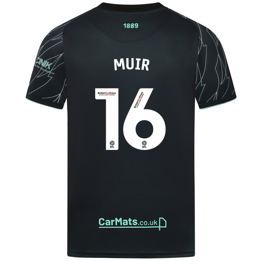 Niño Camiseta Chene Muir #16 Negro Verde 2ª Equipación 2024/25 La Camisa Chile