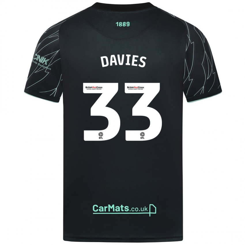 Niño Camiseta Bethan Davies #33 Negro Verde 2ª Equipación 2024/25 La Camisa Chile