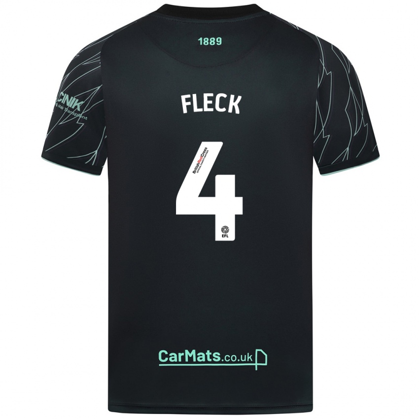 Niño Camiseta John Fleck #4 Negro Verde 2ª Equipación 2024/25 La Camisa Chile