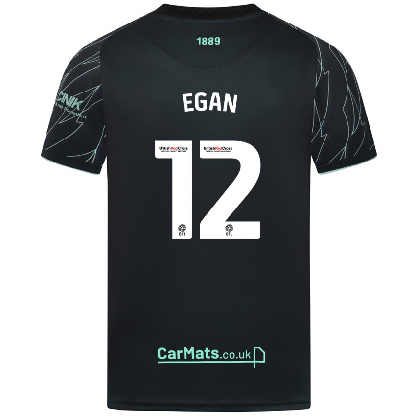 Niño Camiseta John Egan #12 Negro Verde 2ª Equipación 2024/25 La Camisa Chile