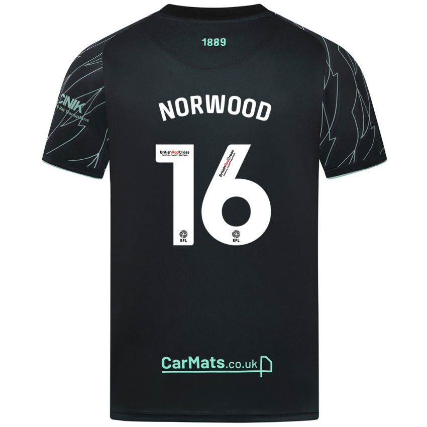 Niño Camiseta Oliver Norwood #16 Negro Verde 2ª Equipación 2024/25 La Camisa Chile