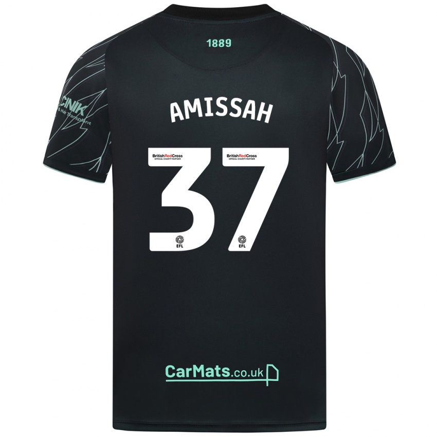 Niño Camiseta Jordan Amissah #37 Negro Verde 2ª Equipación 2024/25 La Camisa Chile