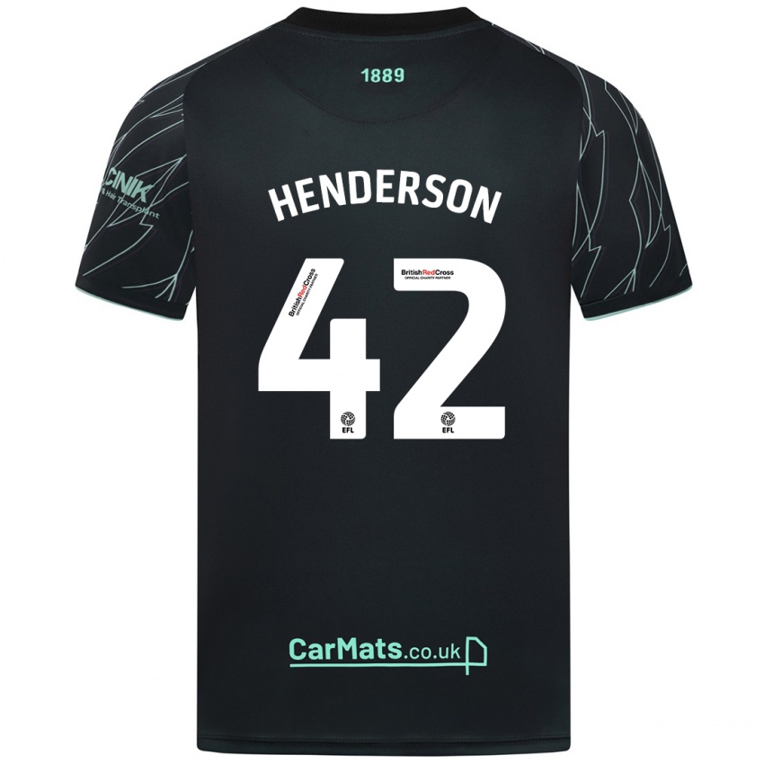 Niño Camiseta Peyton Henderson #42 Negro Verde 2ª Equipación 2024/25 La Camisa Chile