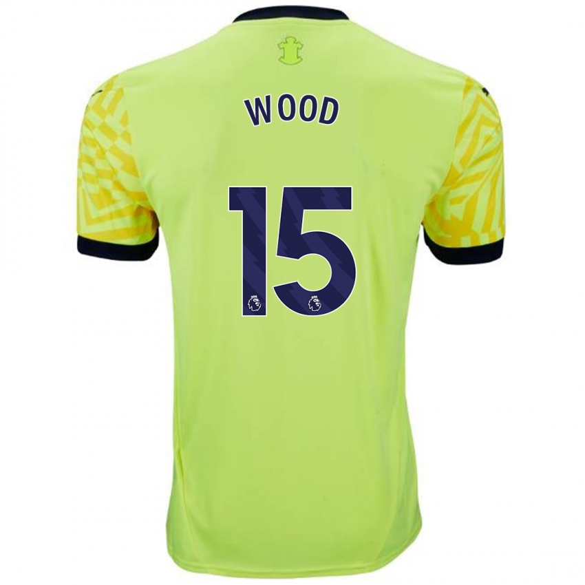 Niño Camiseta Nathan Wood #15 Amarillo 2ª Equipación 2024/25 La Camisa Chile