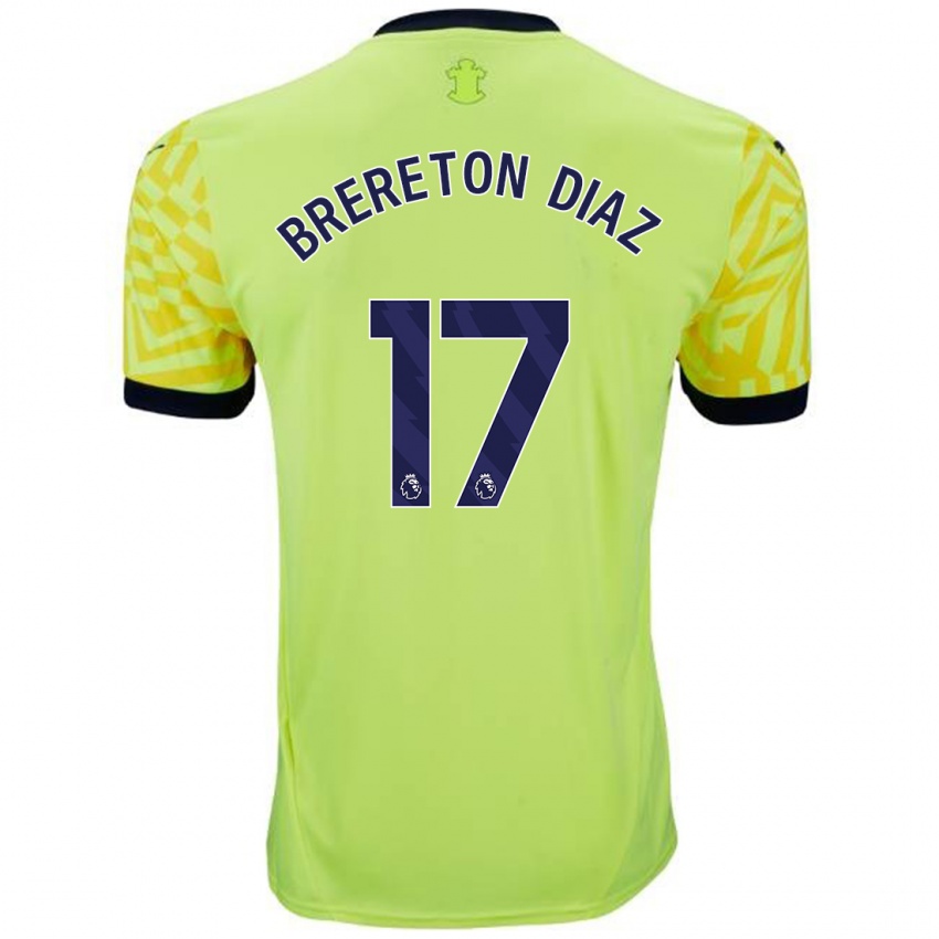 Niño Camiseta Ben Brereton Díaz #17 Amarillo 2ª Equipación 2024/25 La Camisa Chile