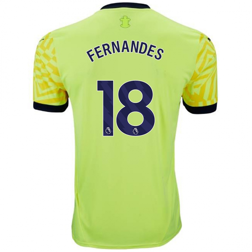 Niño Camiseta Mateus Fernandes #18 Amarillo 2ª Equipación 2024/25 La Camisa Chile